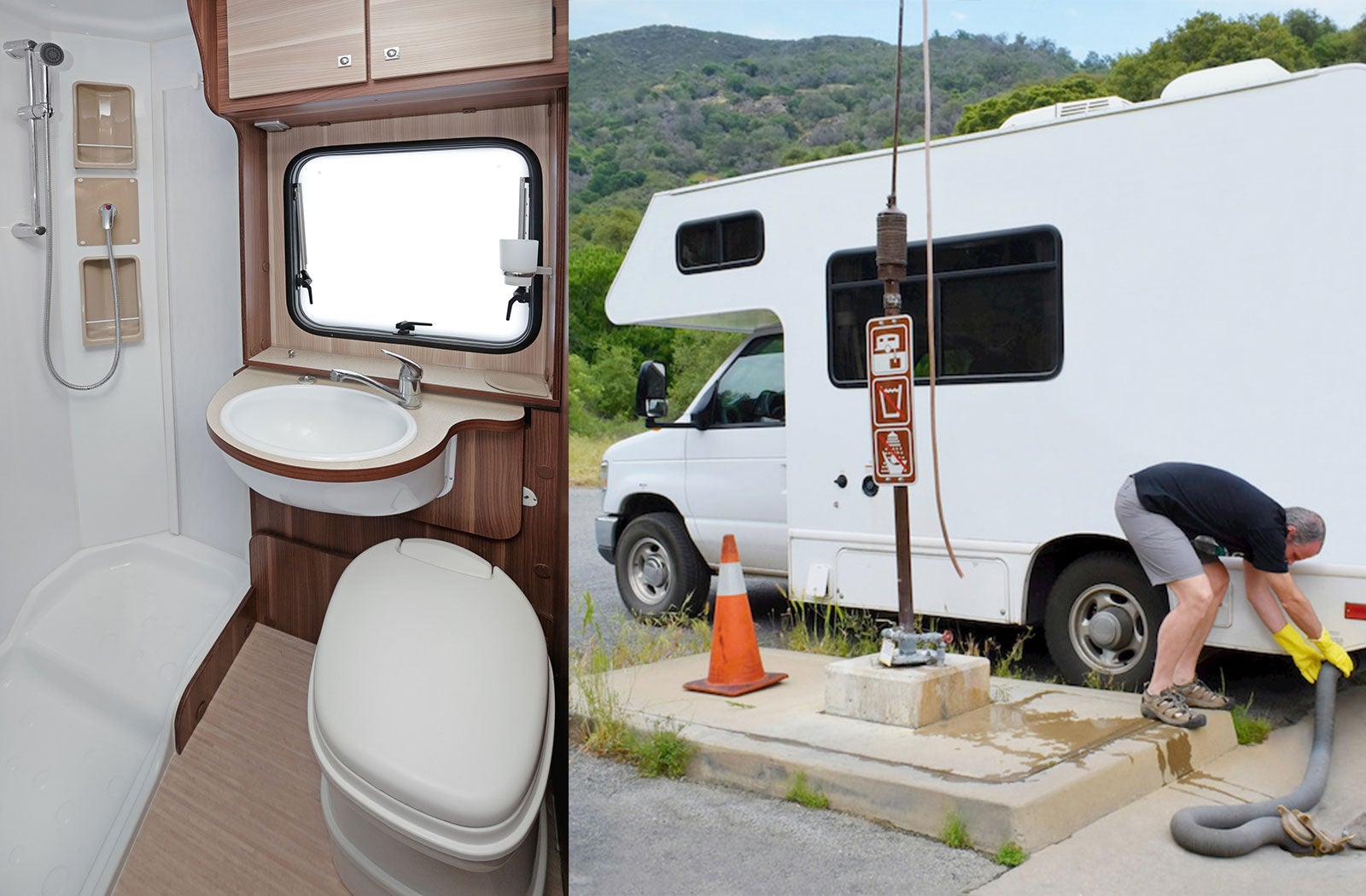 Portable RV/camper toilet and holding tank setup in Stillwater, Minnesota